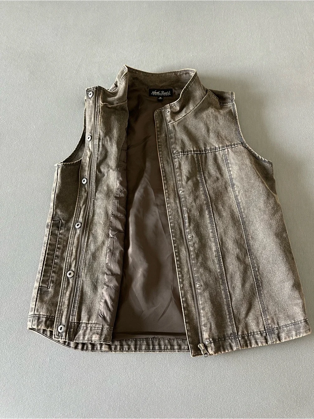 North River Outfitters Distressed Brown Cotton Suede Vest